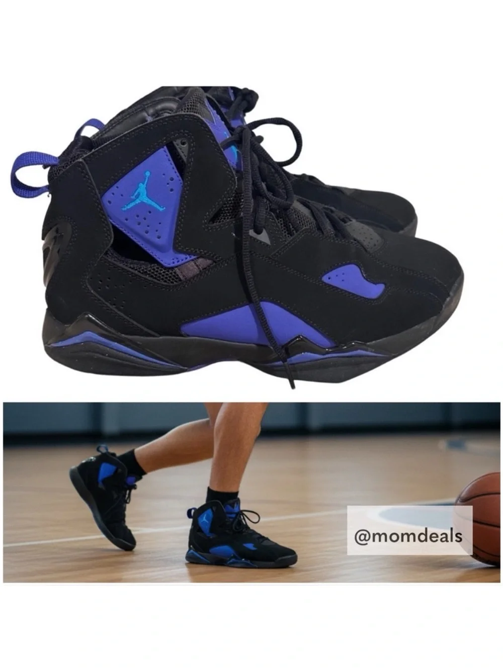Air Jordan True Flight Black Blue Lagoon Teal Leather Sneakers - Size US 10.5